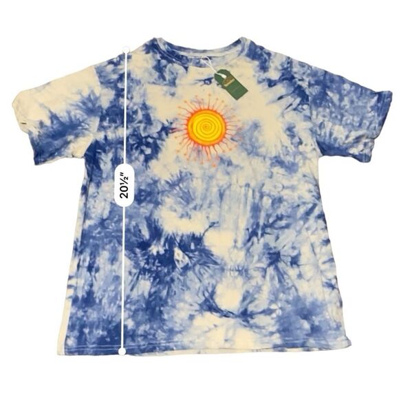 Y2K Blue Tie Dye Sun Tee Large NWT - Picture 5 of 7